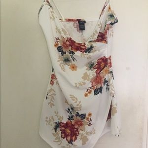 Floral side stripped asymmetrical romper